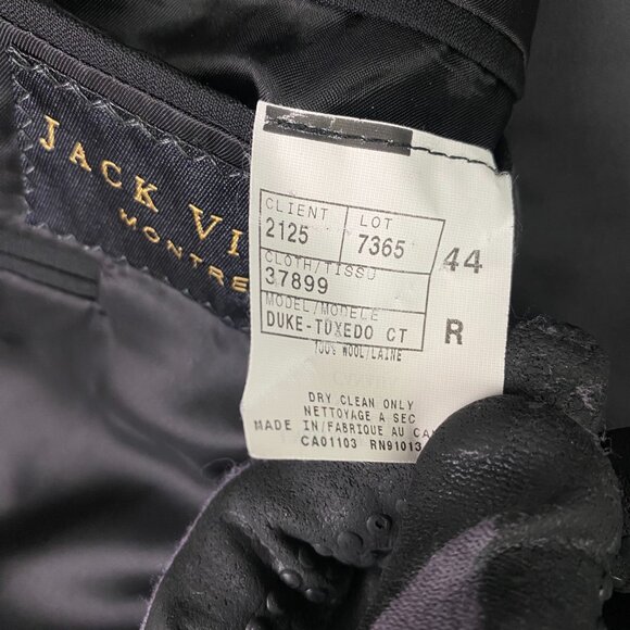 Jack Victor Tuxedo Jacket 44R Pants 38R Black Men's Formal Wear Duke Super 100s - Picture 5 of 16